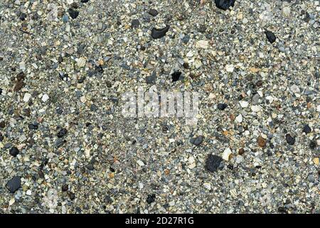 rough concrete path with medium pebble stones pattern texture top view Stock Photo