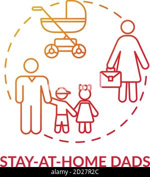 Stay at home dads concept icon Stock Vector