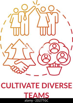 Cultivate diverse teams concept icon Stock Vector
