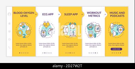 Smartwatch functions onboarding vector template Stock Vector