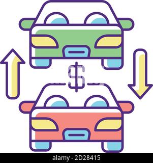 Auto trade RGB color icon Stock Vector