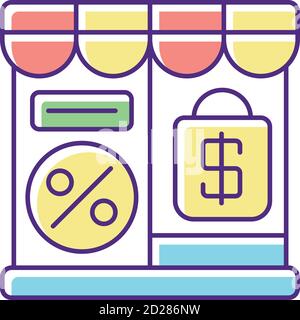 Outlet store RGB color icon Stock Vector