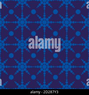 Geometric circle shape seamless pattern, blue and dark blue colo Stock Vector