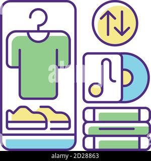 Swap meet RGB color icon Stock Vector