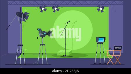 Musical show filming semi flat vector illustration Stock Vector