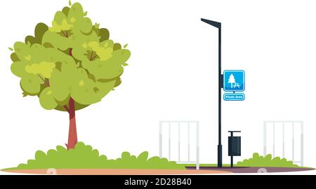Picnic area semi flat RGB color vector illustration Stock Vector