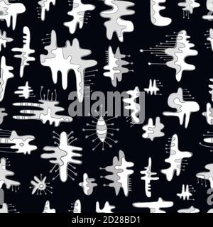 Seamless monochrome pattern of abstract design doodle elements. Stock Vector