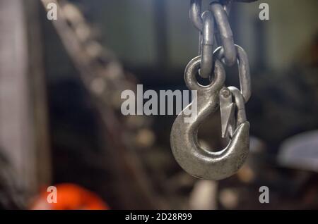 Steel hook and chain Stock Photo