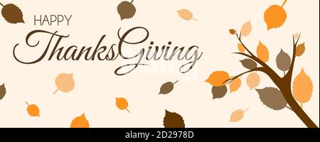 Happy Thanksgiving Day - hand lettering greeting card design element with maple leaves, isolated on white background Stock Vector
