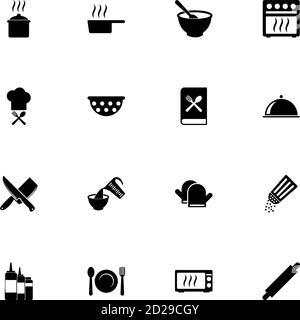 Cooking icon - Expand to any size - Change to any colour. Perfect Flat Vector Contains such Icons as pot, saucepan, menu, oven, bowl soup, kitchen mit Stock Vector