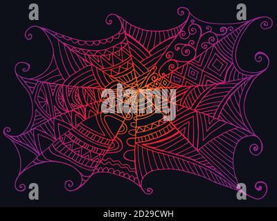 Decorative beautiful spider web, vintage style Stock Vector