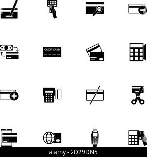Credit Cards icon - Expand to any size - Change to any colour. Perfect Flat Vector Contains such Icons as terminal, validity, blocked money, exchange, Stock Vector