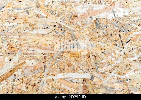 Chipboard background. Rough plywood texture. Plate of compressed sawdust. Stock Photo