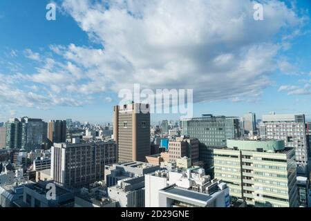 Cityscape around the Ochanomizu station toward the Shinjuku ward. Stock Photo