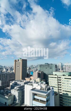 Cityscape around the Ochanomizu station toward the Shinjuku ward. Stock Photo