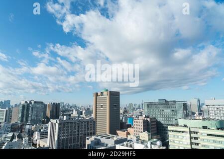 Cityscape around the Ochanomizu station toward the Shinjuku ward. Stock Photo