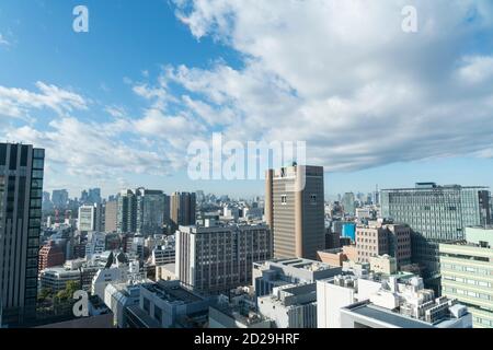 Cityscape around the Ochanomizu station toward the Shinjuku ward. Stock Photo