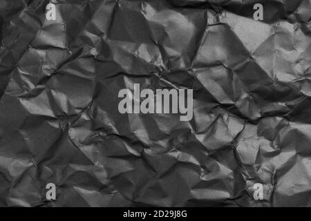 black crumpled wrinkled paper texture Stock Photo
