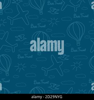 Children seamless pattern with doodle elements Stock Vector