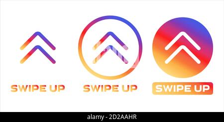 Swipe up colourful gradient button templates. Application buttons  Instagram social media concept. Vector illustration. Stock Vector