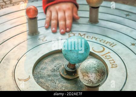 Model of the solar system in ancient times. Geocentric system of world ...