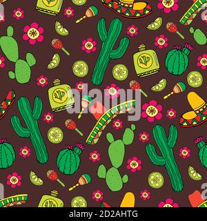 Colorful cartoon hand-drawn Doodles on the subject of Latin Amer Stock Vector