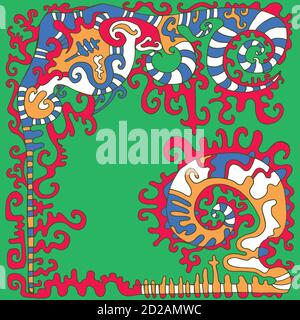 Tribal psychedelic ethnic background. Isolated pattern.Vector ha Stock Vector