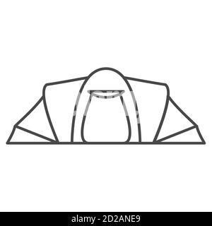 Tourist tent cartoon in flat style a vector.Hiking equipment for camping tent and outdoor recreation. Stock Vector
