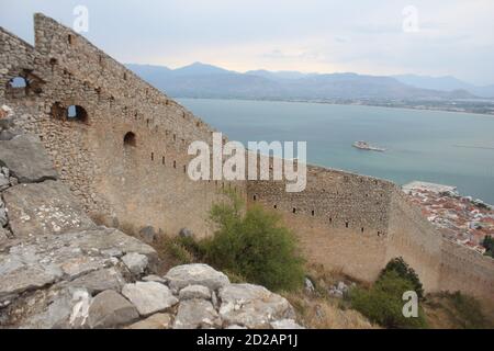 Palamidi The Venetian Fortress in Naflpio city . Peloponnese , Greece Stock Photo