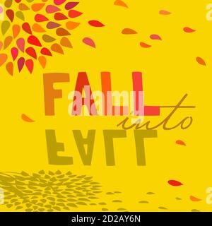 Fall decorative typography flat color poster Stock Vector