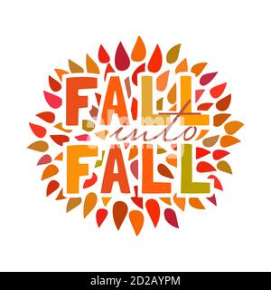 Fall decorative typography flat color poster Stock Vector