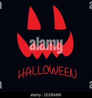 Pumpkin face for Happy Halloween. Pattern isolated black backgro Stock Vector