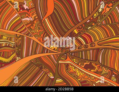 Autumn fantasy colorful abstract doodle line pattern. Stock Vector