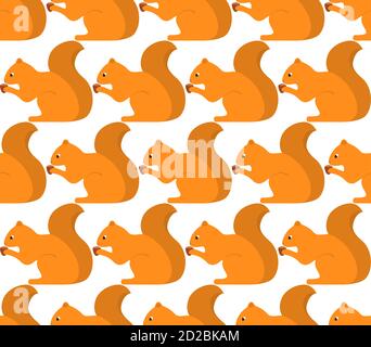 Seamless pattern with squirrel and nut. Fabric print design concept. Stock Vector