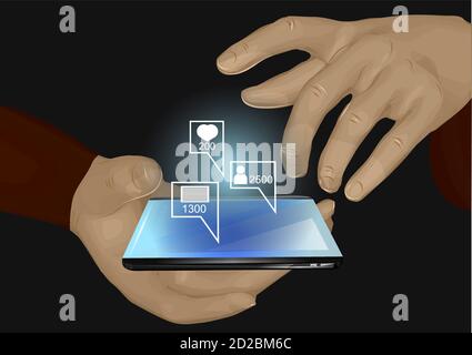 social media concept. social network concept with smart phone. Stock Vector