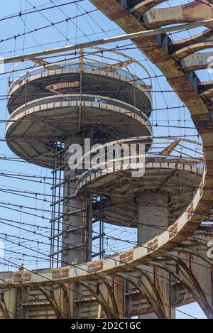 Observation towers for the New York pavilion in Corona Park, Queens, NY site of the 1939 and 1964 World's Fair. Photo by Liz Roll Stock Photo