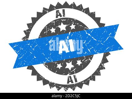 ai stamp. round grunge sign with ribbon Stock Vector