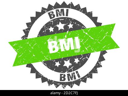 bmi stamp. round grunge sign with ribbon Stock Vector