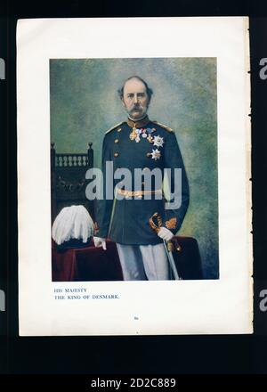 Chromolithographic portrait of King Christian IX of Denmark (8 April 1818 - 29 January 1906). He reigned the Kingdom from 15 November 1863 to 29 Janua Stock Photo