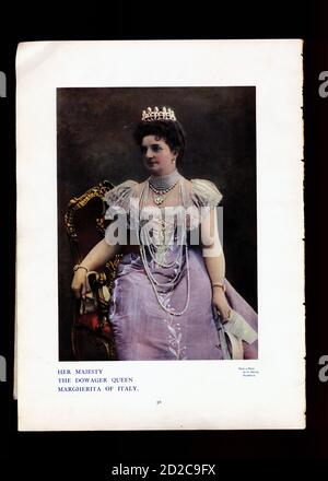 Chromolithographic portrait of Margherita of Savoy ( 20 November 1851 – 4 January 1926). She was  Queen consort of the Kingdom of Italy as spouse of K Stock Photo