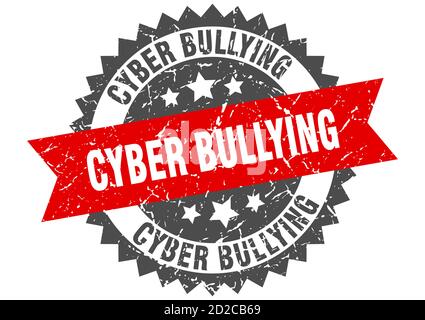 cyber bullying stamp. round grunge sign with ribbon Stock Vector