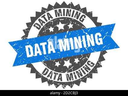data mining stamp. round grunge sign with ribbon Stock Vector