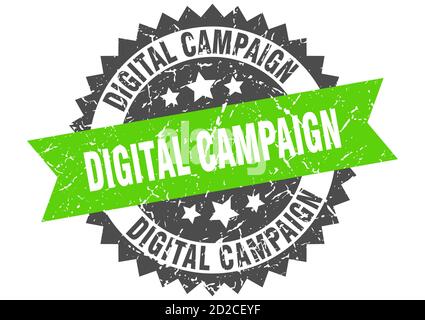 digital campaign stamp. round grunge sign with ribbon Stock Vector