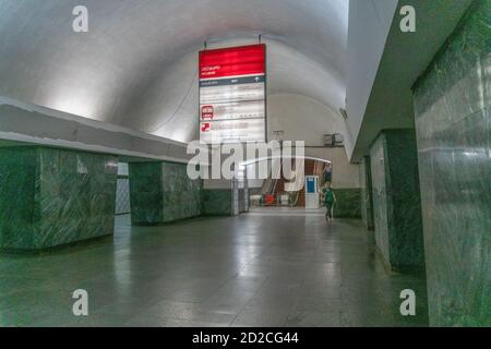 Tbilisi, Georgia - June 29, 2019: Electronic scoreboard on the subway in Tbilisi Stock Photo