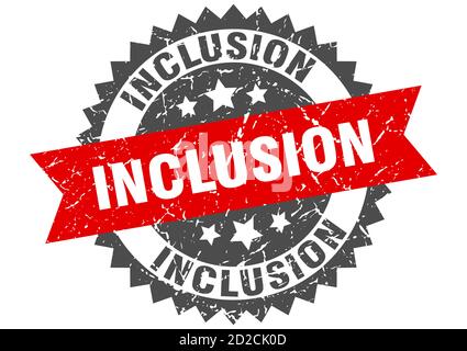 inclusion stamp. round grunge sign with ribbon Stock Vector