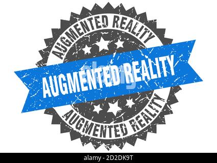 augmented reality stamp. round grunge sign with ribbon Stock Vector