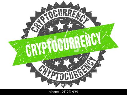 cryptocurrency stamp. round grunge sign with ribbon Stock Vector