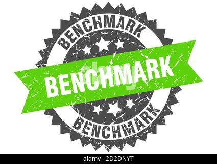 benchmark stamp. round grunge sign with ribbon Stock Vector