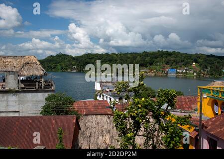 A view of Lake Peten, Flores, El Petén, Guatemala. Stock Photo