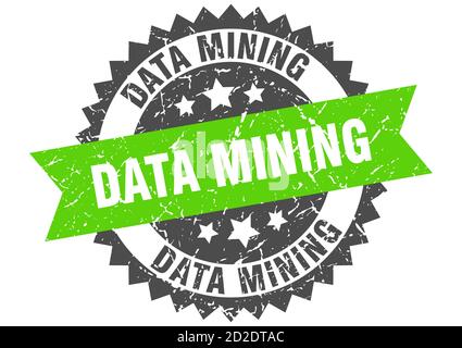 data mining stamp. round grunge sign with ribbon Stock Vector